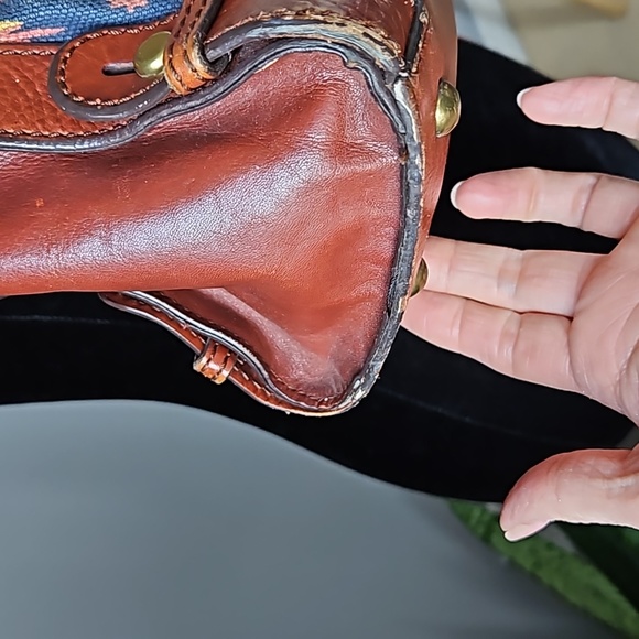 Fossil Vintage Reissue Weekender Blue Canvas Ikat & leather bag - Picture 4 of 6